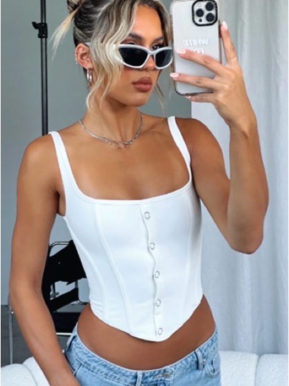 Ivory White Crop Corset Top - S